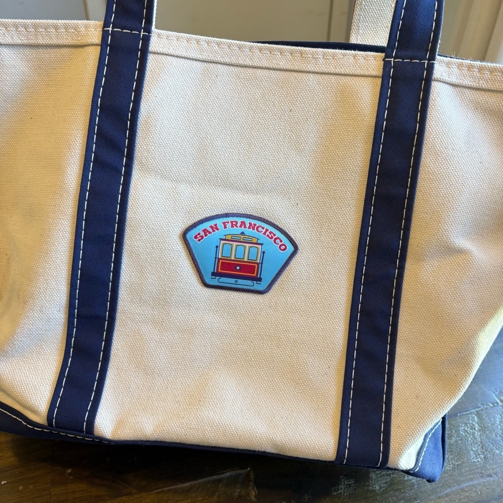L.L. Bean Boat and Tote Blue Canvas San Francisco Logo Embroidered Company USA - Picture 2 of 13